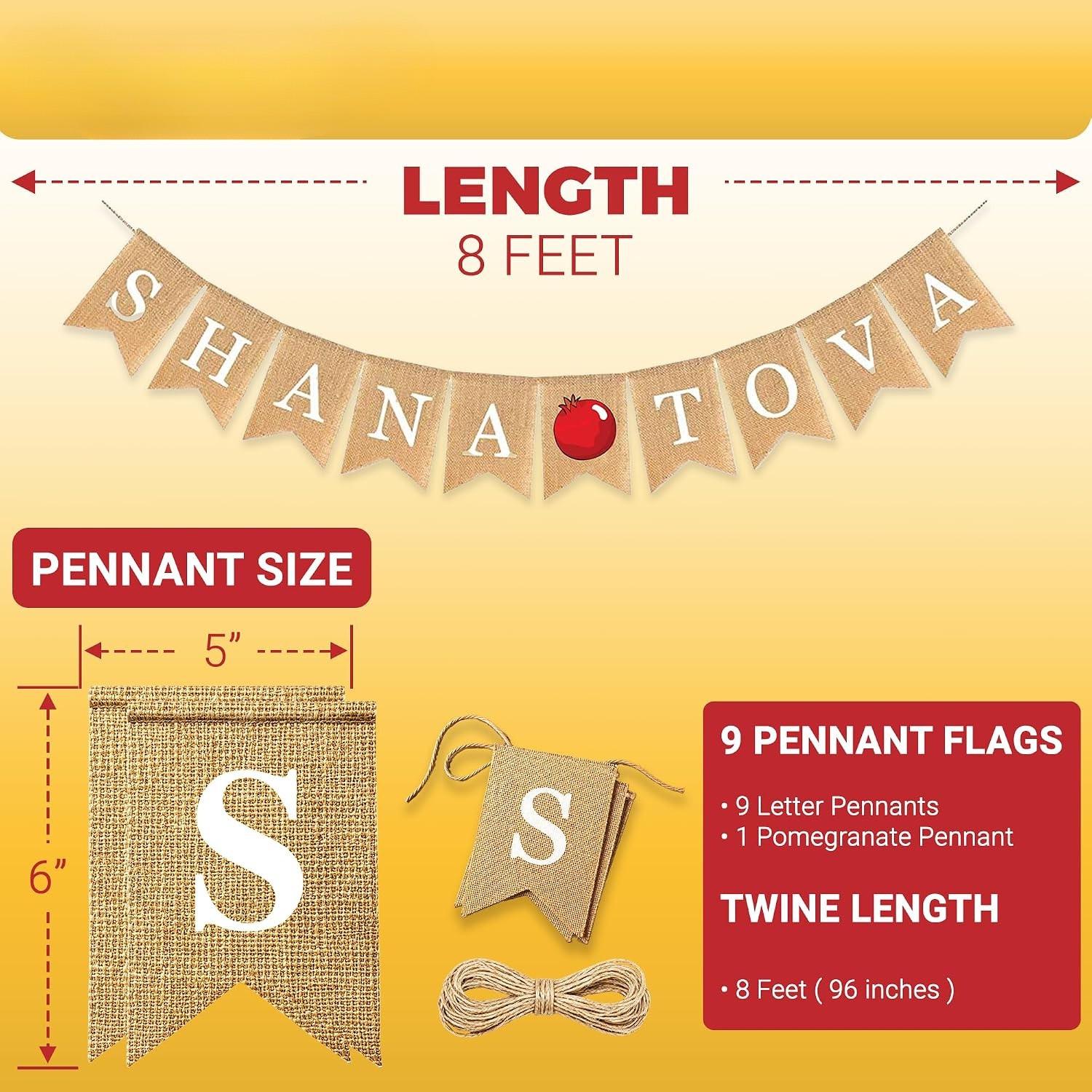Burlap Shana Tova Banner, Rustic Rosh Hashanah Jewish New Year Garland Decor