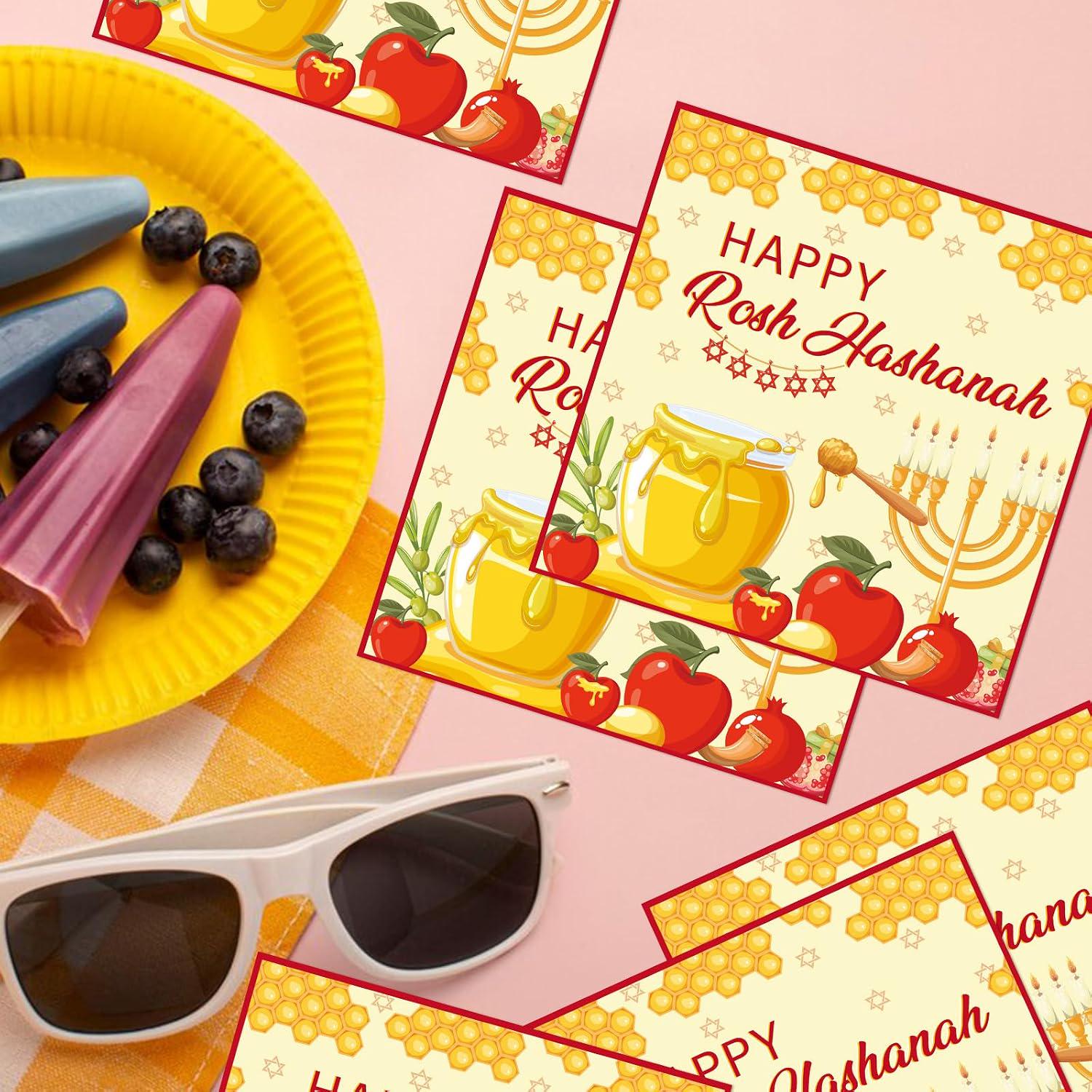 Happy Rosh Hashanah Paper Napkins, Shana Tovah Jewish New Year Party Decor (50PCS)