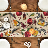 Pomegranate Rosh Hashanah Table Runner, Jewish New Year Dining Decor