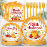 Rosh Hashanah Tableware Set, 96-Piece Shana Tova Party Supplies (24 Guests)