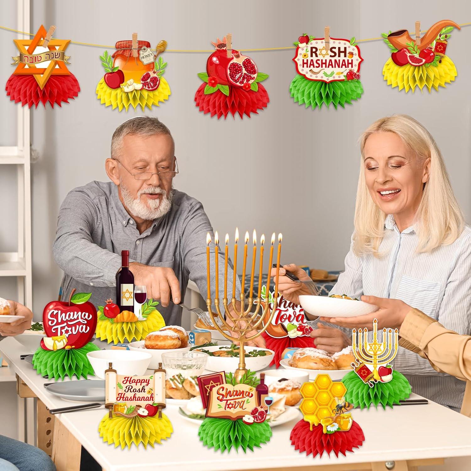 Rosh Hashanah Honeycomb Centerpieces, Jewish New Year Table Decorations, Shana Tova Party Supplies