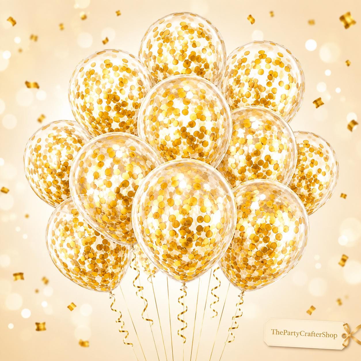 100PCS Gold Confetti Balloons, 12 Inch Latex Party Wedding Bridal Shower Decorations