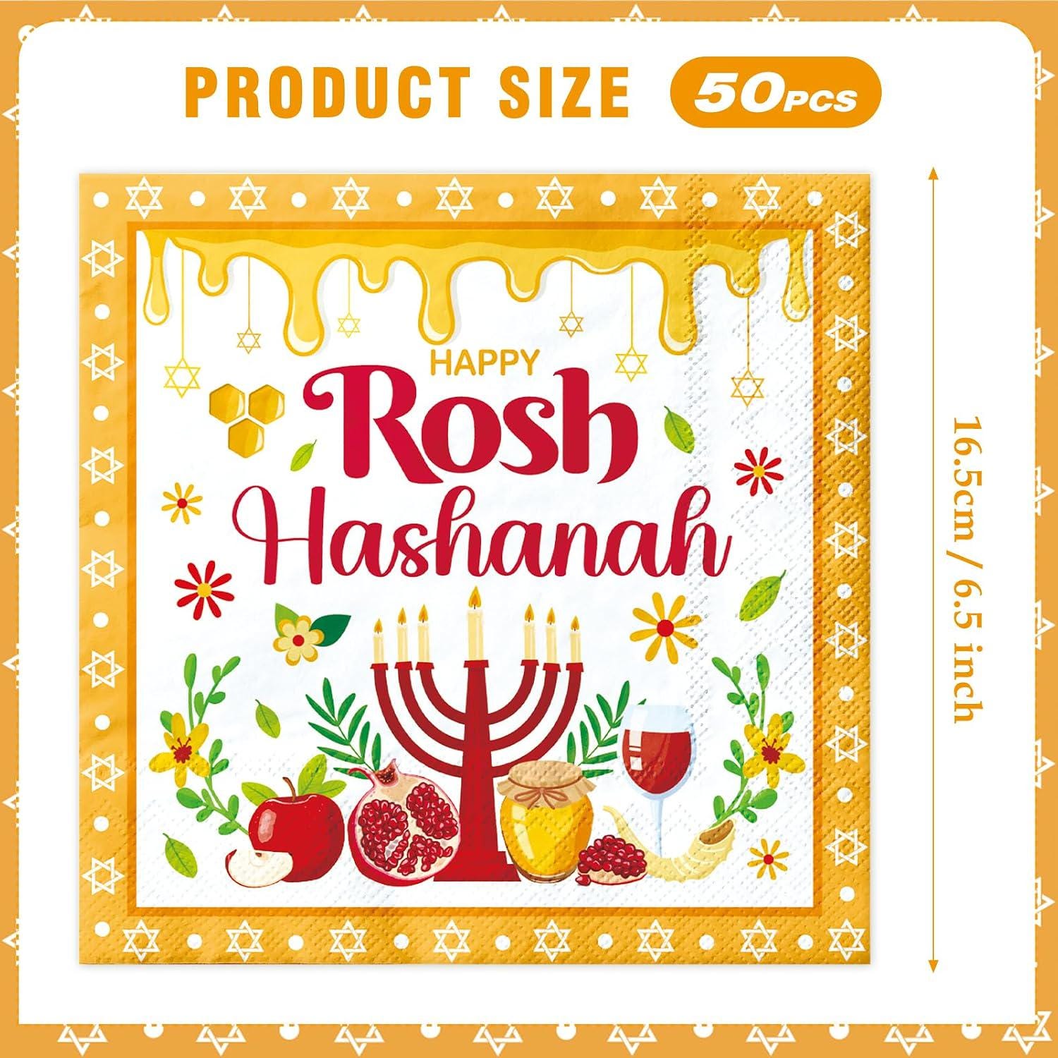 Rosh Hashanah Honey Paper Napkins, Shana Tova Jewish New Year Table Decor