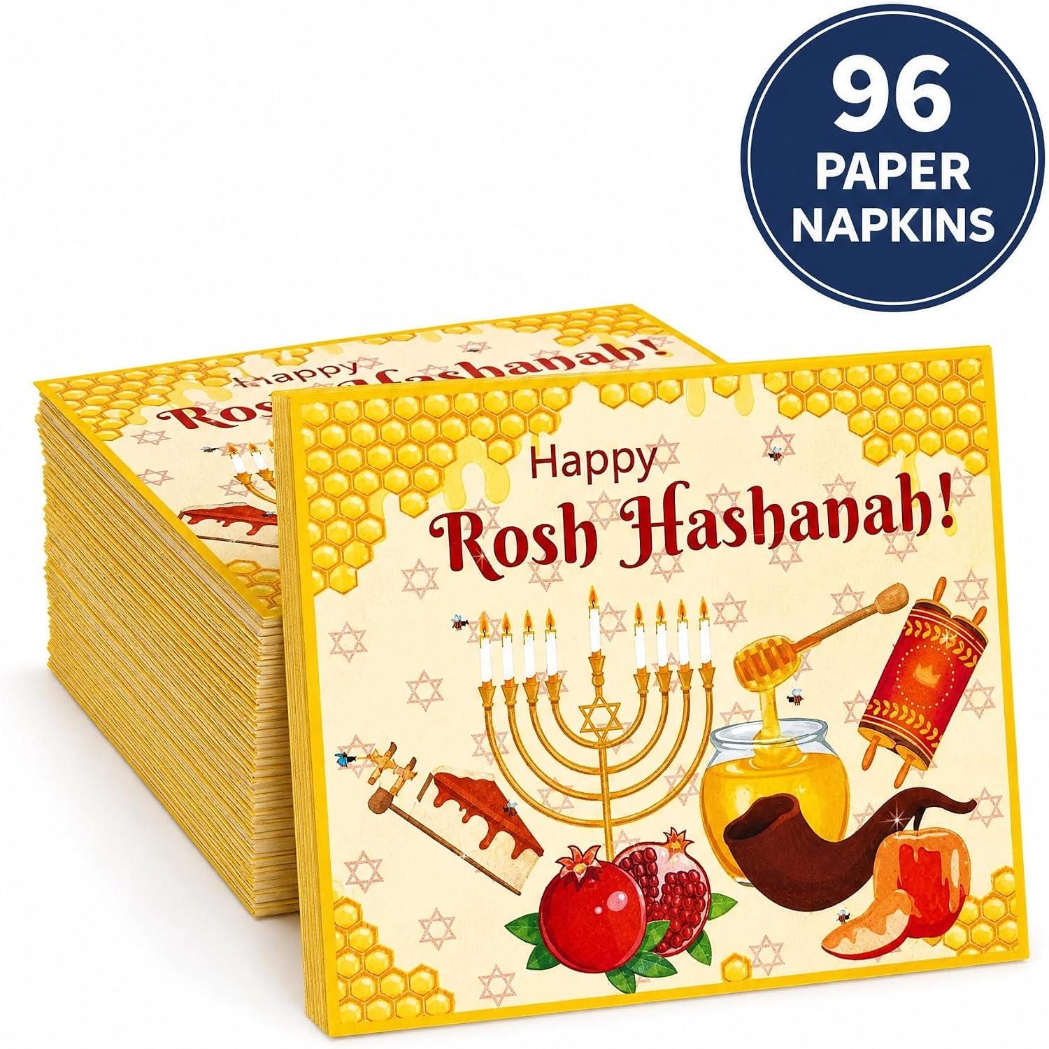 Rosh Hashanah Party Napkins, 96-Piece Jewish Holiday Table Decorations