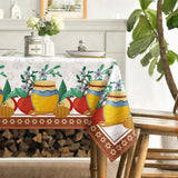 Rosh Hashanah Tablecloth, 60x84 Inch, Apple Pomegranate Honey Design (Washable)