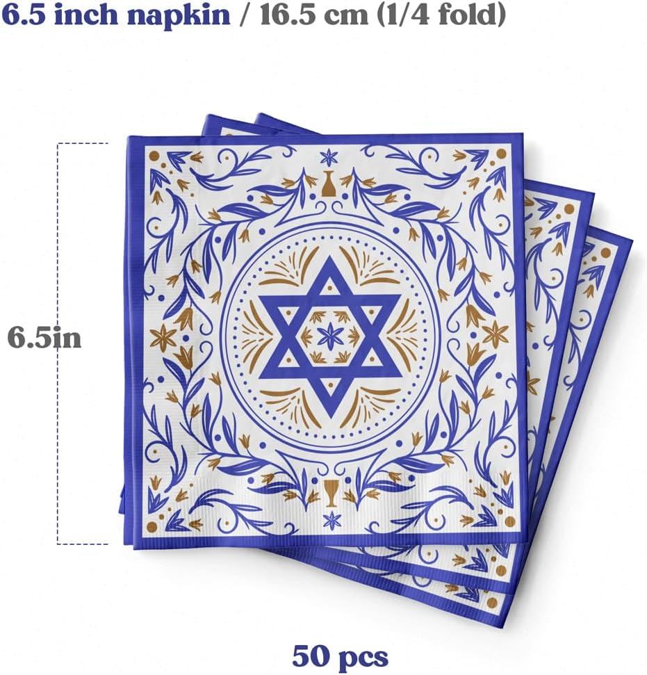 50PCS Rosh Hashanah Napkins, Shana Tova Cocktail Paper, Jewish Holiday Party Supplies