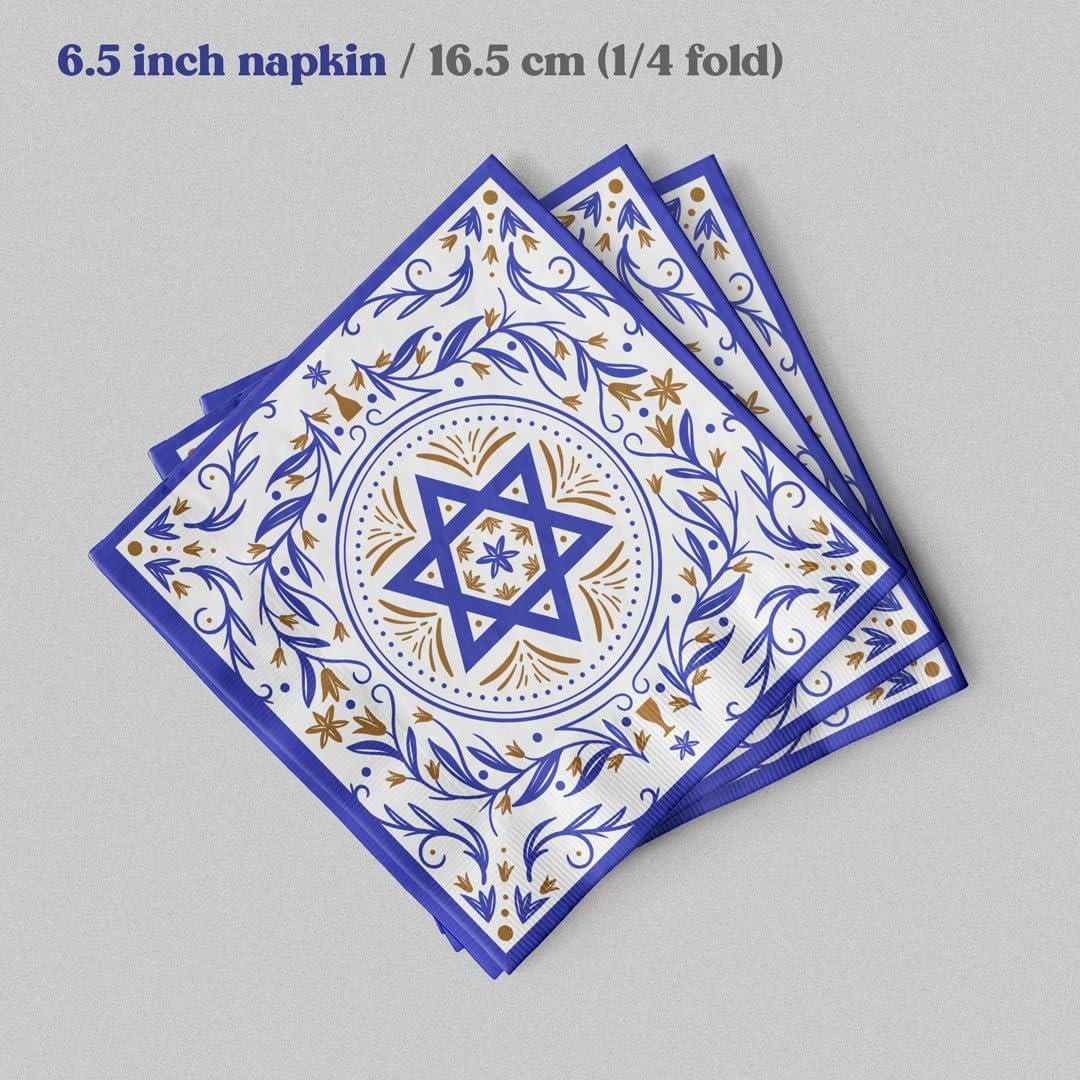 50PCS Rosh Hashanah Napkins, Shana Tova Cocktail Paper, Jewish Holiday Party Supplies