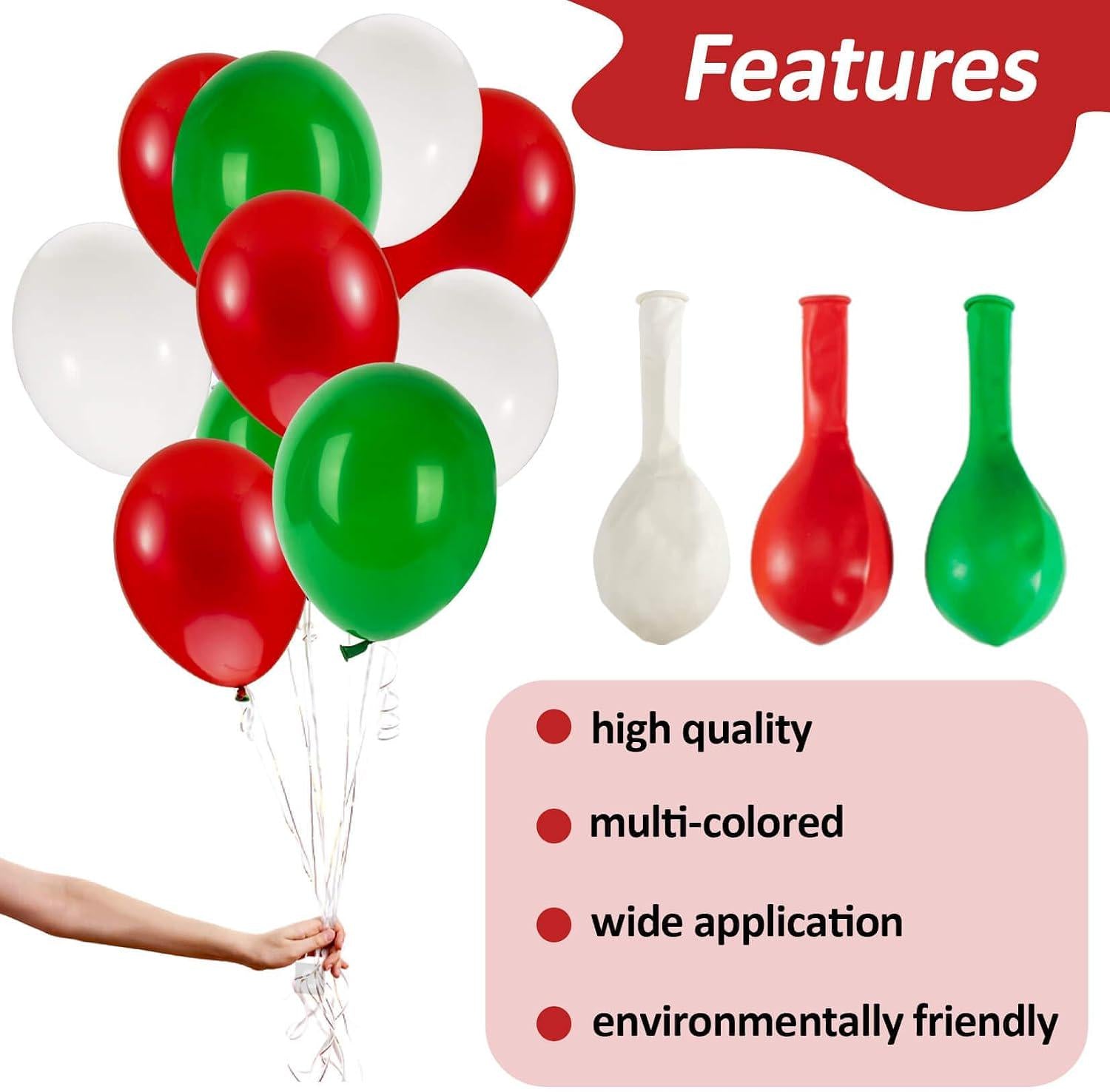 100 Mexican Independence Day Balloons, Red Green White Fiesta Arch (12 Inch Latex)