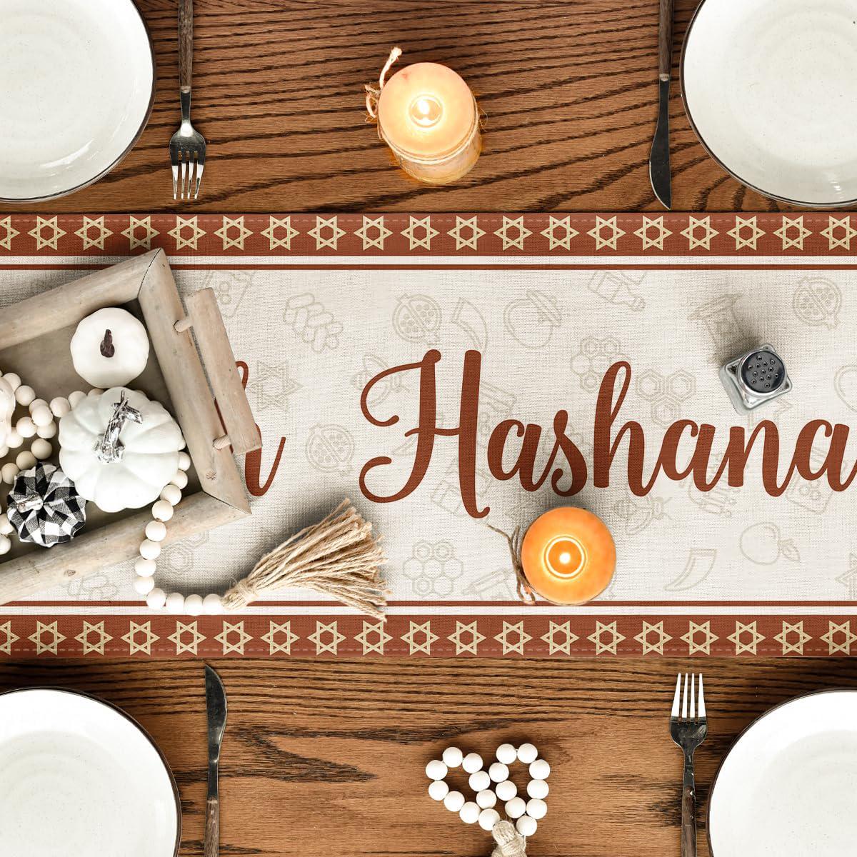 Rosh Hashanah Honey Apple Table Runner, Shana Tova Jewish New Year Decor