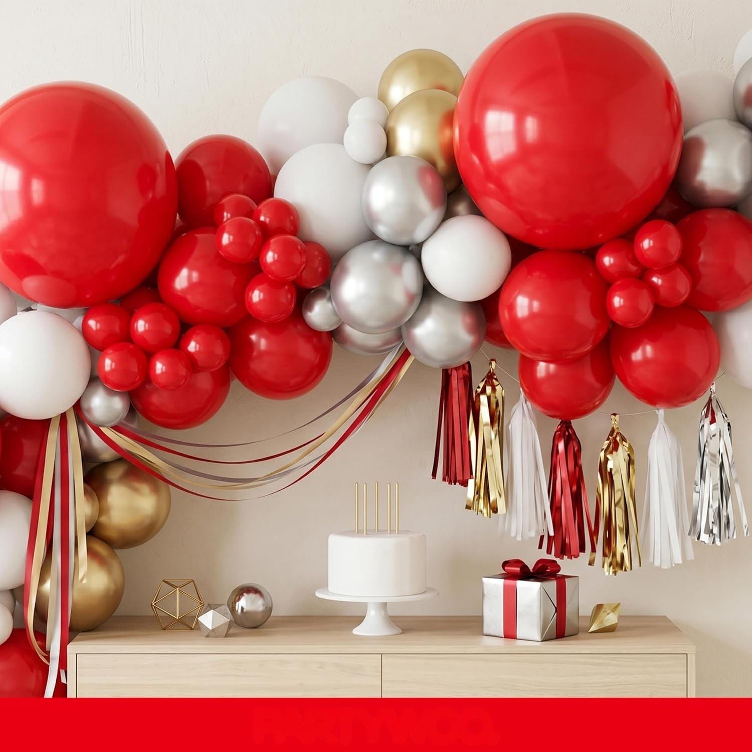 101 Red Latex Balloons, 12 Inch Mexican Independence Day Party Decorations