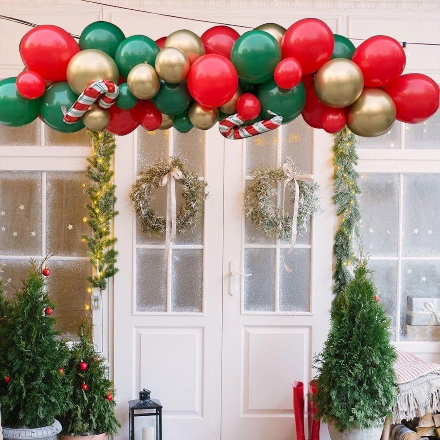 Mexican Independence Day Balloon Garland Kit, Green Red White Gold Fiesta Decorations