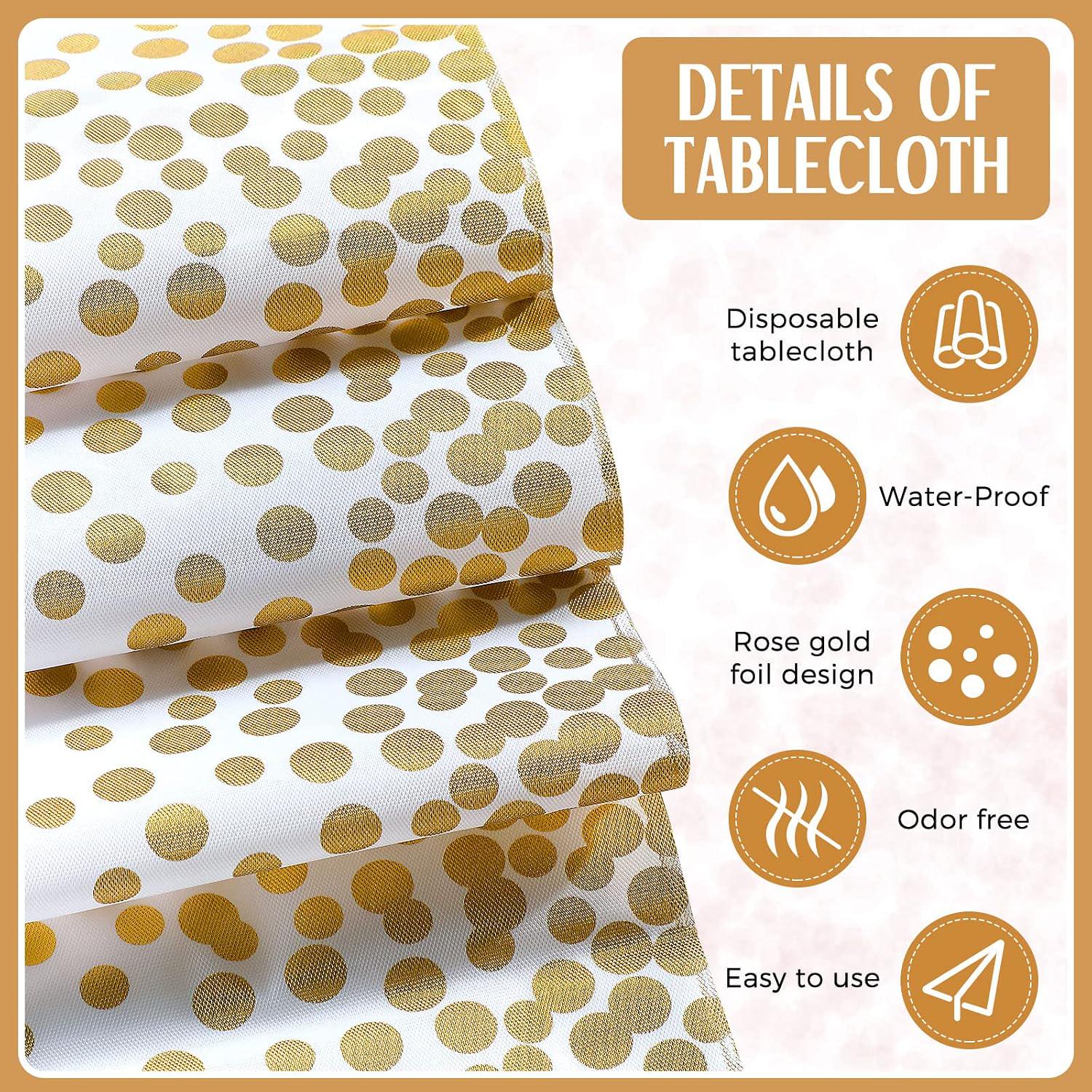 Gold Polka Dot Tablecloths and Runners Set, 8 Pack Party Decor