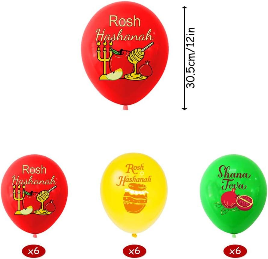 Rosh Hashanah Decoration Kit, Shana Tova Banner, Honey, Apples, Pomegranates, Balloons