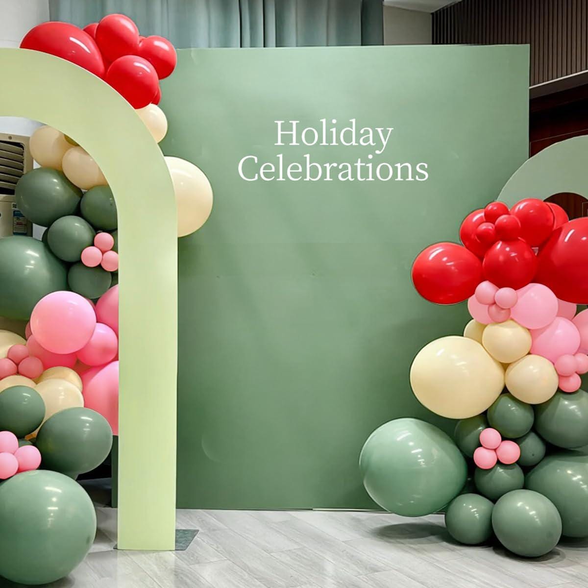 167-Piece Mexican Independence Day Balloon Arch Kit, Sage Green Pink Red Ivory Fiesta Decorations