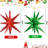 Mexican Independence Day Star Balloons, Red Green Foil, 22 Inch Fiesta Decorations