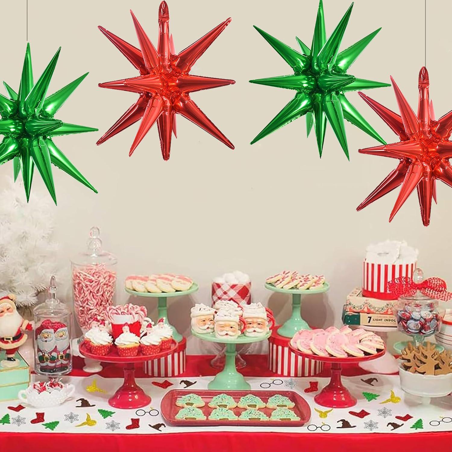 Mexican Independence Day Star Balloons, Red Green Foil, 22 Inch Fiesta Decorations