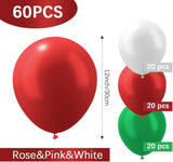 60-Piece Mexican Independence Day Balloon Arch Kit, Red Green White Latex Party Decorations