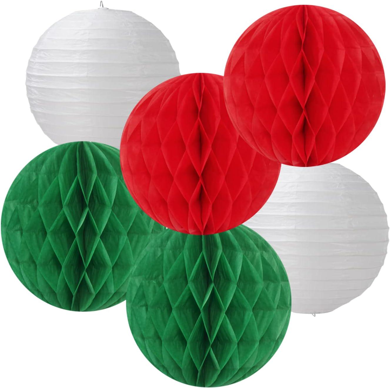 Mexican Independence Day Paper Decorations, Red Green White Festive Kit (14PCS)