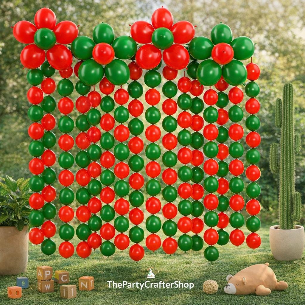 105PCS Red Green Linking Balloons, Mexican Independence Day Arch Kit (6 Inch)