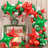 Mexican Independence Day Star Balloons, Red Green Foil Party Decorations (14PCS)