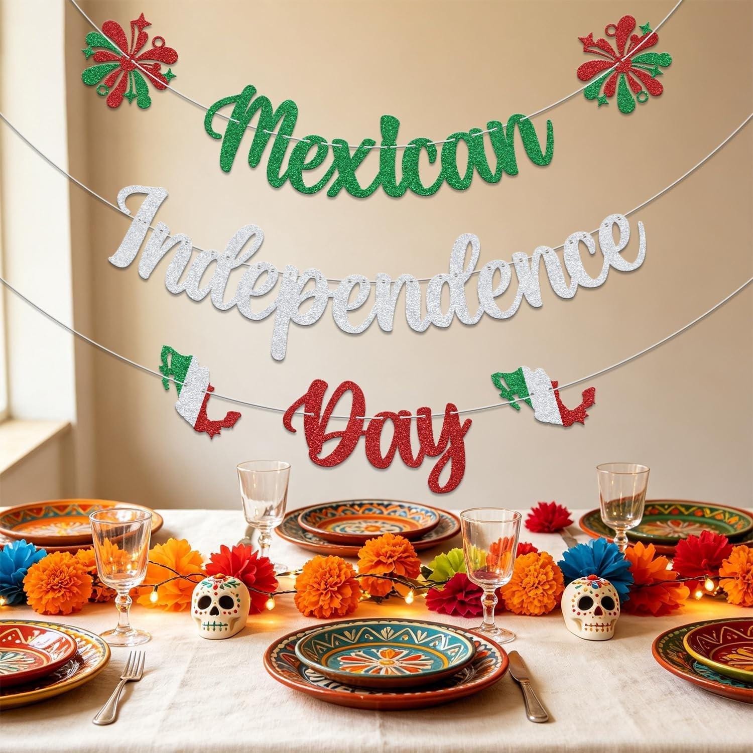 Mexican Independence Day Banner, Mexico Flag Party Decorations, Mexican Themed Fiesta Celebration Decor
