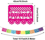Papel Picado Banner, Mexican Fiesta Garland, Colorful Plastic Panels (4 Packs)