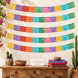 Mexican Papel Picado Banner 132FT 6 Pack, Waterproof Fiesta Garland, Colorful Banderas Party Decorations