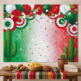 Mexican Independence Day Backdrop 8x6FT, Mexico Flag Fiesta Photo Background, September 16 Party Decorations