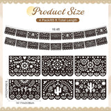 Mexican Papel Picado Banner 4 Pack, Black Fiesta Garland, Cielito Lindo Decor