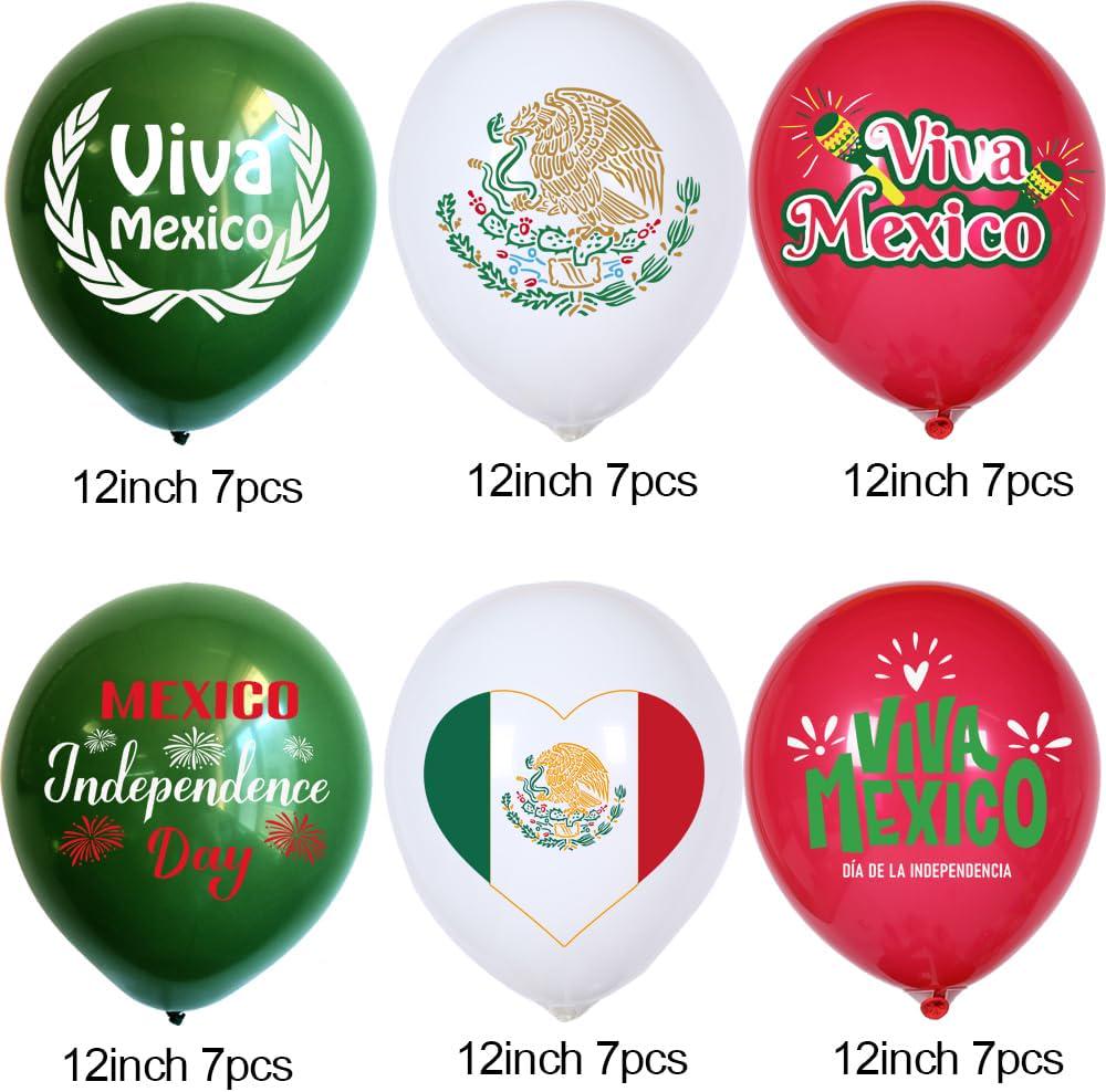 Mexico Independence Day Balloons, 45-Piece Fiesta Decorations (Dia de la Independencia)
