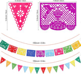 Felt Fiesta Banner 4 Pack, Colorful Mexican Papel Picado Garland, Party Decor