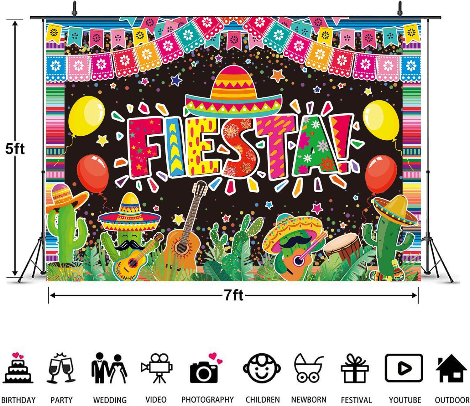 Mexican Fiesta Backdrop 7x5FT, Party Photo Background, Mexican Festival Birthday Baby Shower Wedding Decor