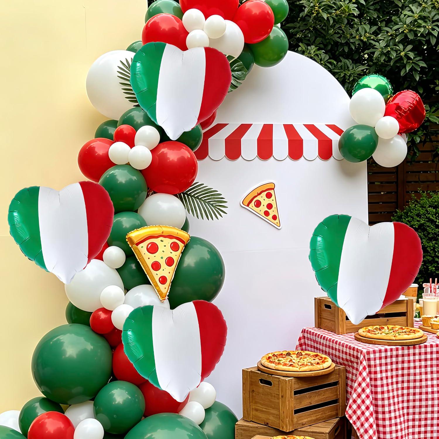 6PCS Mexican Independence Day Heart Balloons, Red Green White Foil Party Decorations