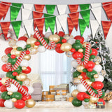 Mexican Independence Day Pennant Banner, Red Green White Triangle Flags (130FT)