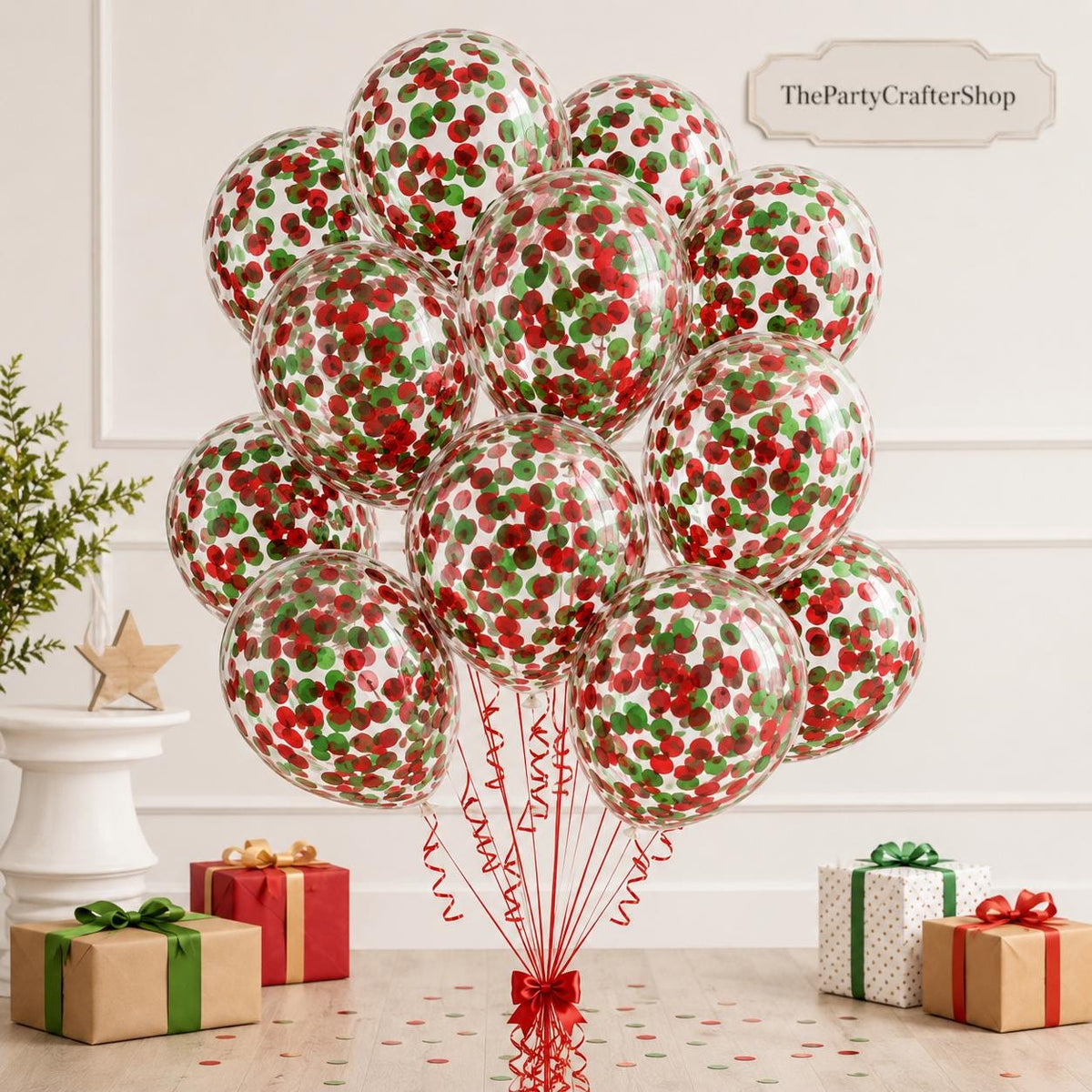 50 Mexican Independence Day Confetti Balloons, Red Green Latex Party Decorations