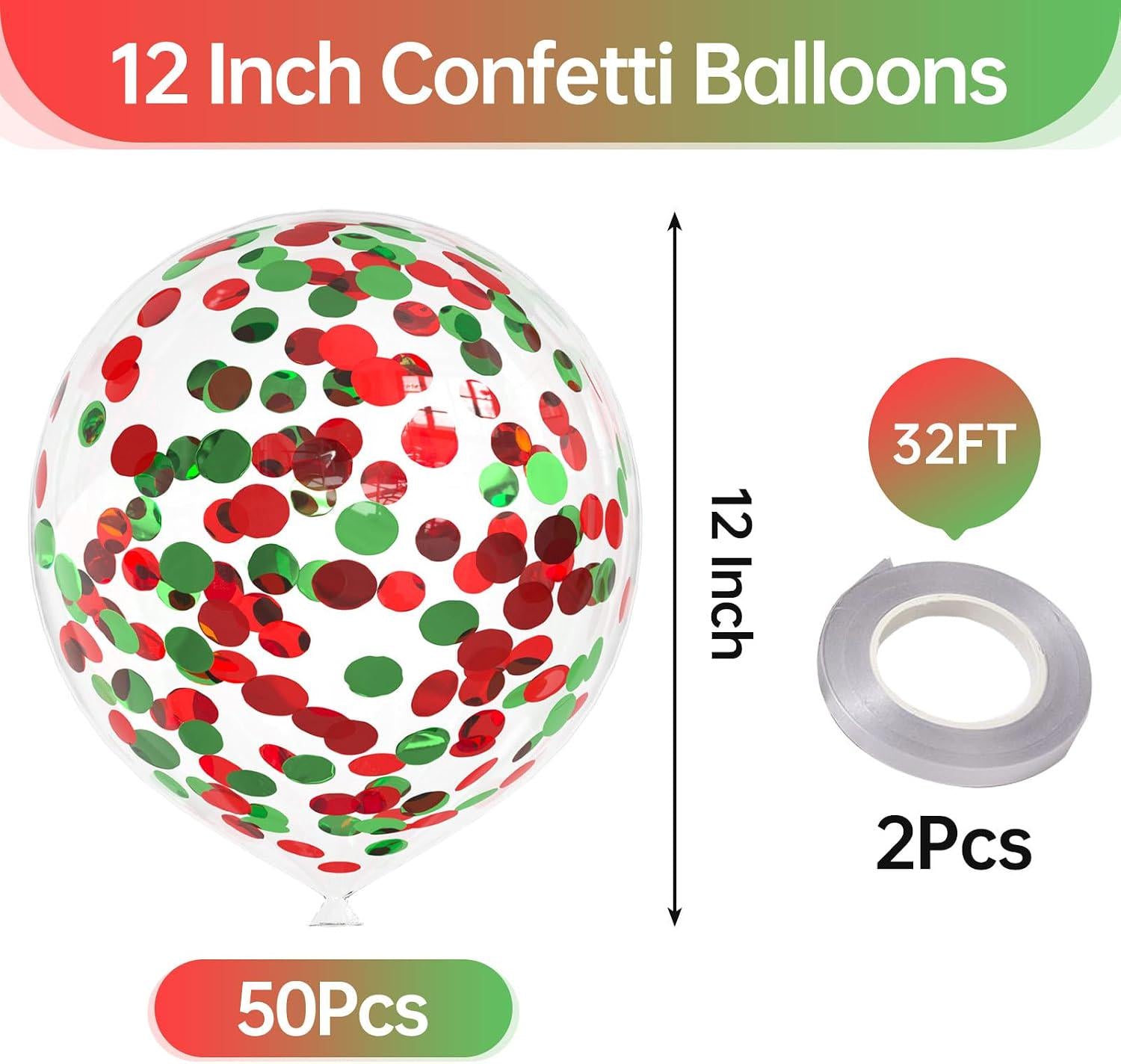 50 Mexican Independence Day Confetti Balloons, Red Green Latex Party Decorations