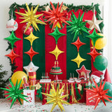 16PCS Mexican Independence Day Star Balloons, Red Green Gold Foil Party Decorations