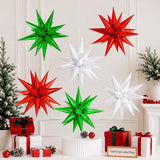 72PCS Mexican Independence Day Star Balloons, Red Green White Foil Spike Balloons, 26 Inch Explosion Star Cone Balloons, Mexico Fiesta Decor