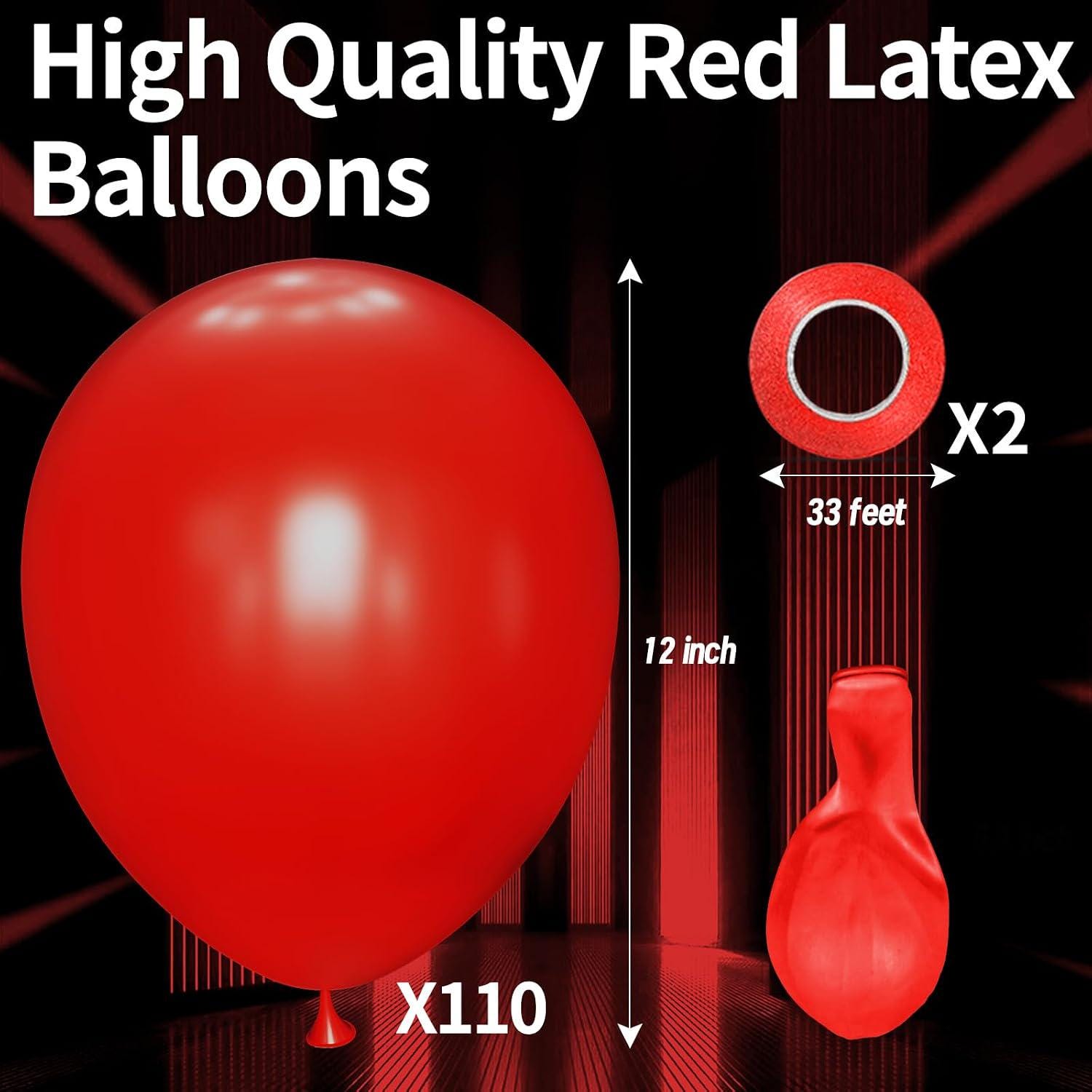 110 Red Latex Balloons, Mexican Independence Day Fiesta Decorations (12 Inch)