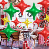 Mexican Independence Day Star Balloons, Red Green Gold Foil (12PCS)