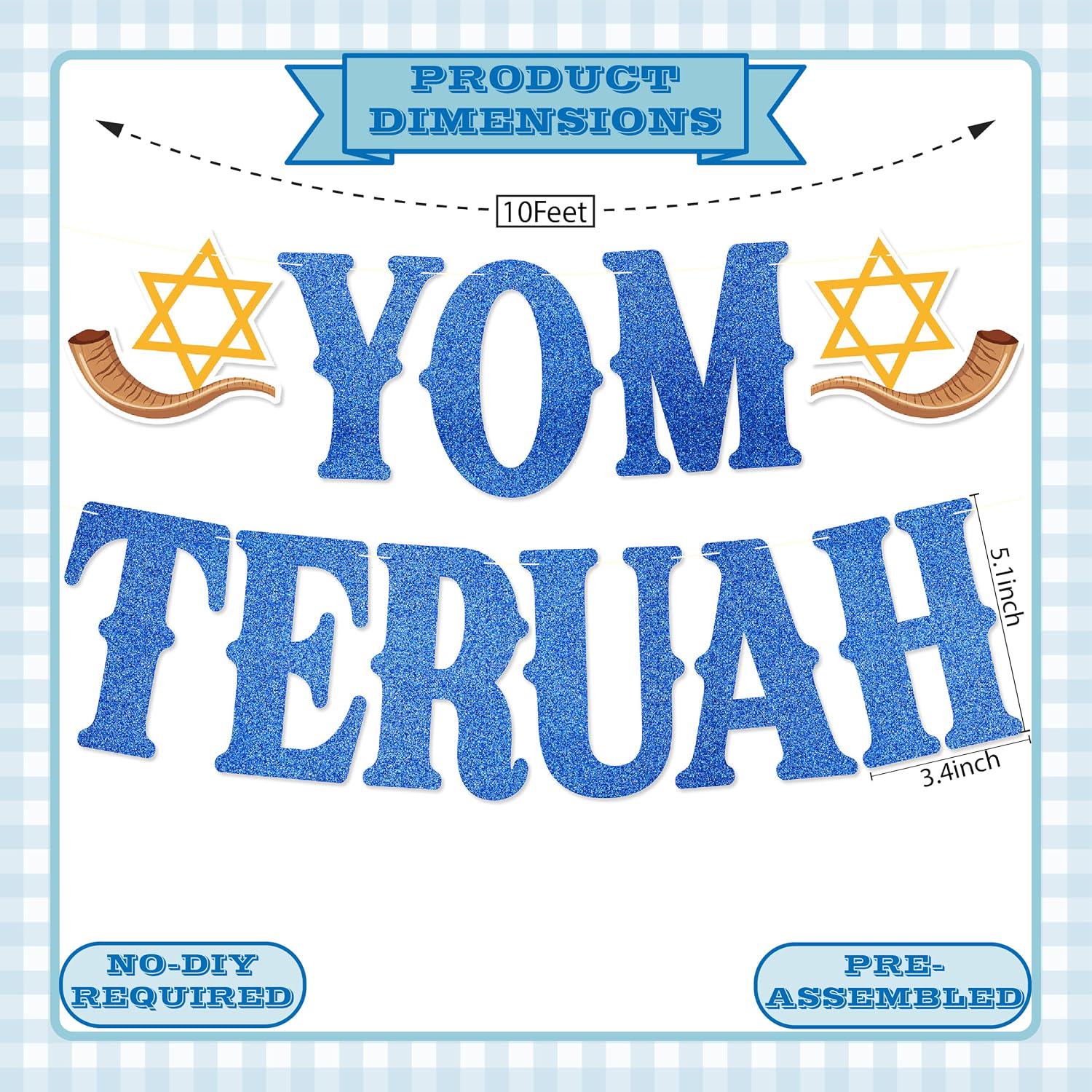 Yom Teruah Glitter Banner, Feast of Trumpets Party Decor (Ready Made)