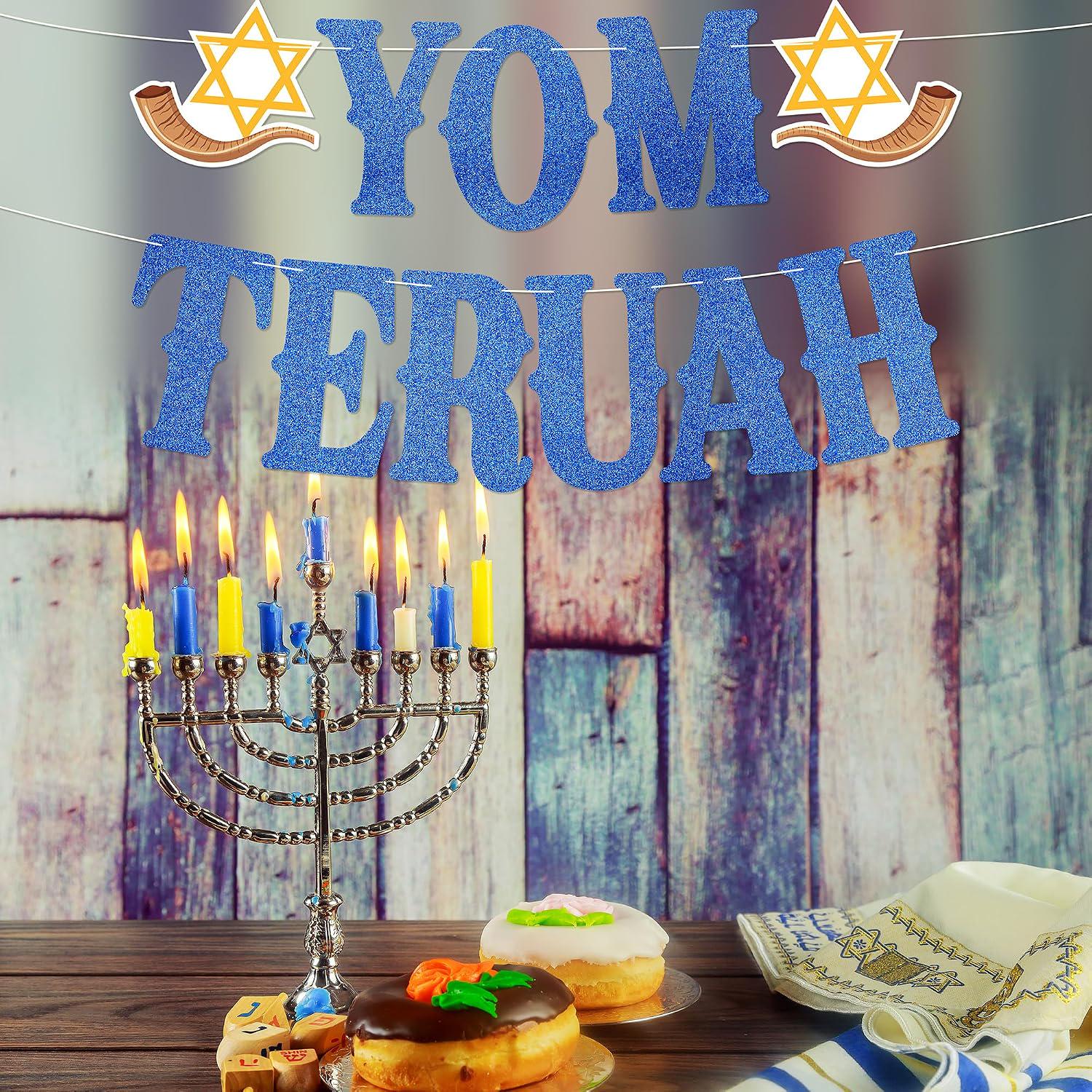 Yom Teruah Glitter Banner, Feast of Trumpets Party Decor (Ready Made)