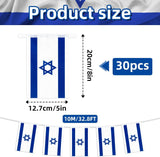 Israel Flag Banner, 30 Piece Blue White String Flags, Yom HaAtzmaut Parade Decor