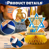 Hanukkah Honeycomb Centerpieces, Blue Gold Table Decor (10 Piece Set)