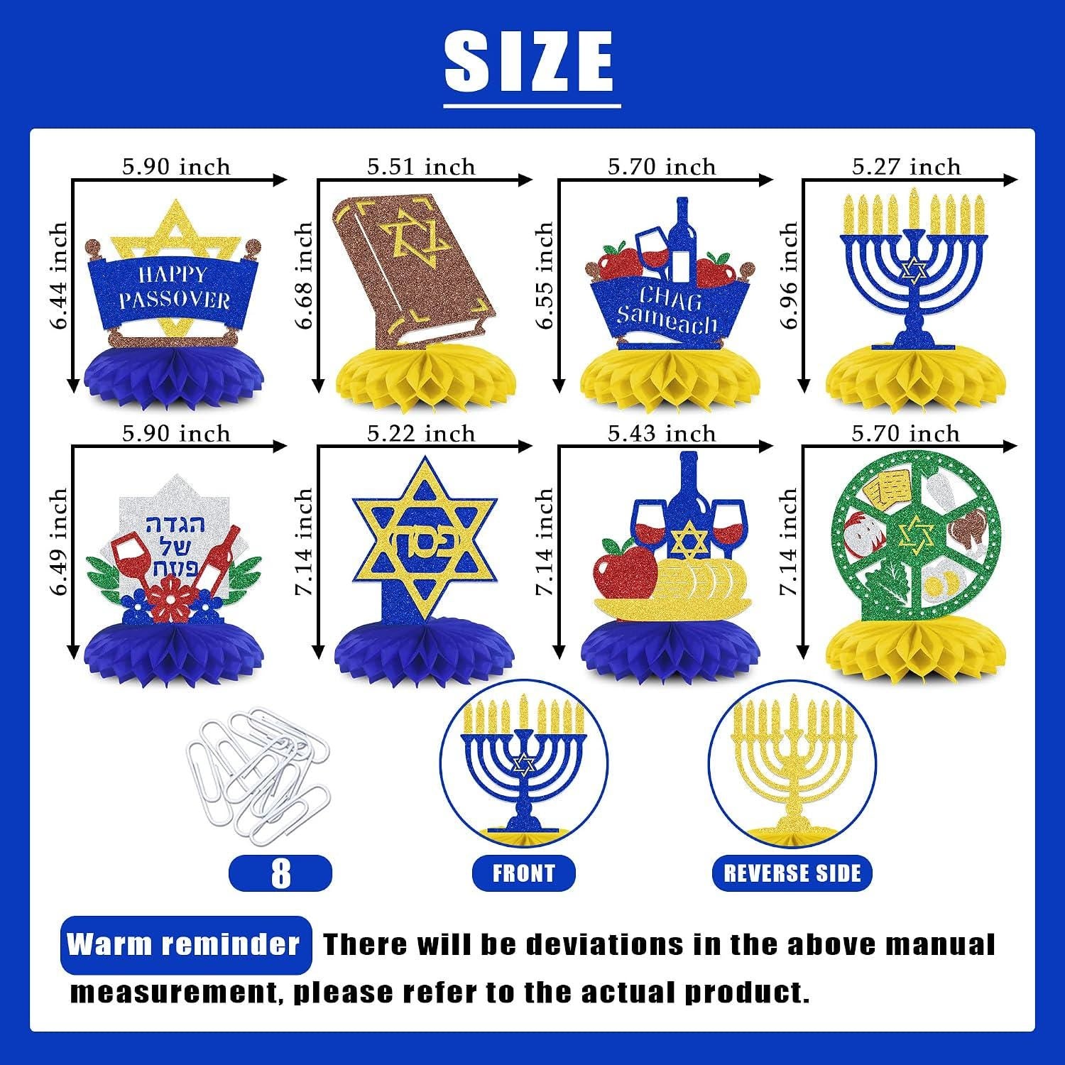 8-Piece Passover Honeycomb Centerpieces, Jewish Holiday Table Decorations