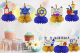 Passover Honeycomb Centerpieces, 8-Piece Set, Festive Table Decorations (Gold & Blue)