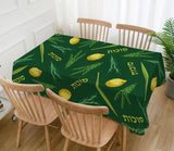 Sukkot Tablecloth, Etrog Lulav Design, 60x104 Inch Polyester Cover