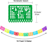 Mexican Papel Picado Banner Set, 5 Pack Plastic Fiesta Garland, Cinco de Mayo Decor