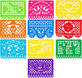 Mexican Papel Picado Banner Set, 5 Pack Plastic Fiesta Garland, Cinco de Mayo Decor
