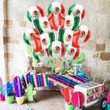 Mexican Independence Day Foil Balloons, 12-Piece Fiesta Party Decorations (Red, White, Green)